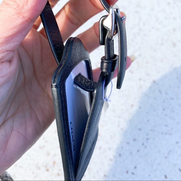 NWT Coach Signature Leather Luggage Tag Holder - Picture 3 of 4